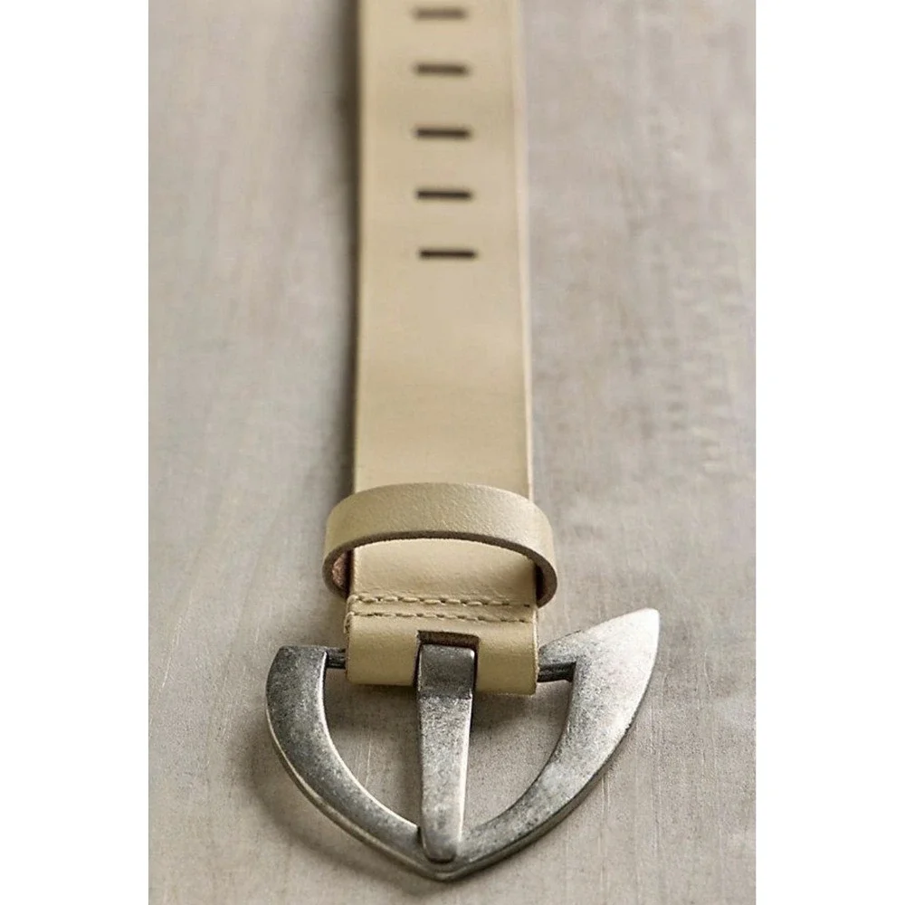 NWT Free People We The Free Noa Leather Belt Cream Neutral L Boho Western
